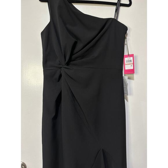 Vince Camuto Ruffle Detail One-Shoulder High-Low Gown Black Size 12 NWT Elegant - Picture 6 of 14
